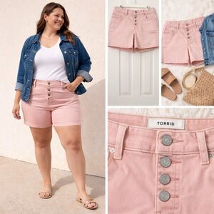 Torrid High Rise Pink Denim Shorts